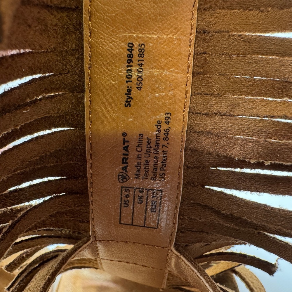 Ariat Unbridled Wedge Sandals Women 6.5 Brown Beaded Fringe Cork Platform - Picture 5 of 12